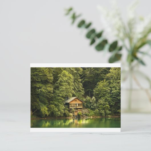 Cabin Lake House Briefkaart (Staand voorkant)