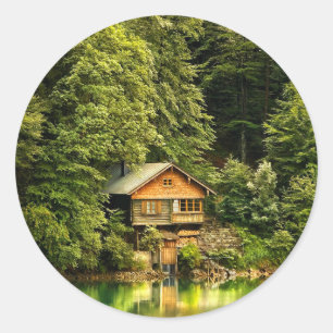 Cabin Lake House Ronde Sticker
