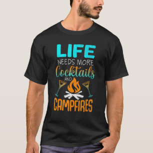 Cabin Life Cocktails Campfire Lake Bum Camping Wo T-shirt