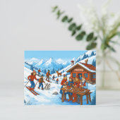 Cabin Magic met Skiën Feestdagenkaart (Staand voorkant)