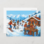 Cabin Magic met Skiën Feestdagenkaart (Voorkant / Achterkant)