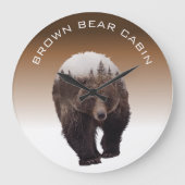 Cabin Mountain Home Decor Brown Beer Grote Klok (Voorkant)
