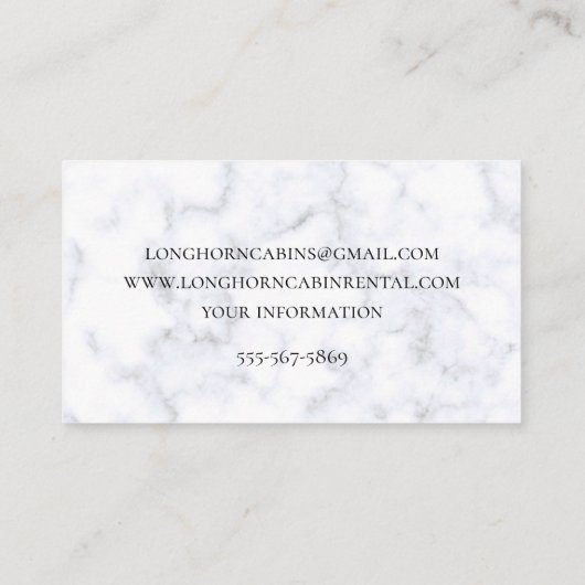 Cabin Mountain Home Vacation Rental Koe Highland B Visitekaartje (Achterkant)