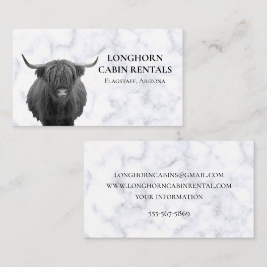 Cabin Mountain Home Vacation Rental Koe Highland B Visitekaartje (Voorkant / Achterkant)