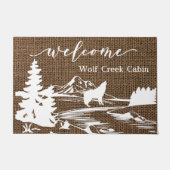 Cabin Mountain Home Vacation Rental Wolf Doormat Deurmat (Voorkant)