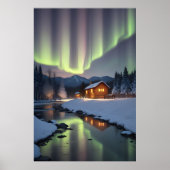 Cabin onder het noorderlicht poster (Voorkant)
