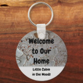 Cabin Rental Guest Tree Bark Natuur Welkomstwoord Sleutelhanger (Voorkant)