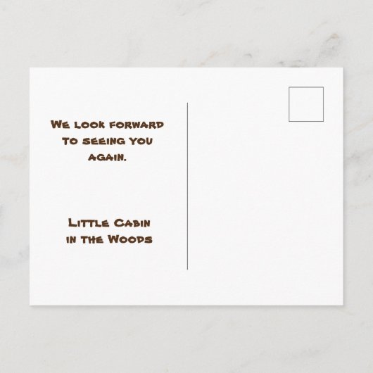 Cabin Rental Promotional Thank You House Guest Briefkaart (Achterkant)
