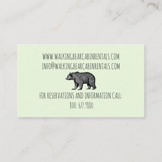 Cabin Rentals Visitekaartjes (Achterkant)