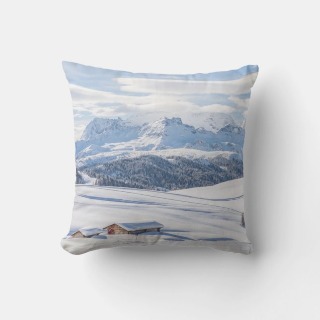 Cabin Retreat Snowscape | Dolomieten Kussen (Voorkant)