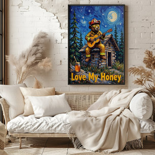 Cabin Rooftop Rhapsody: Beer's Night Song Poster