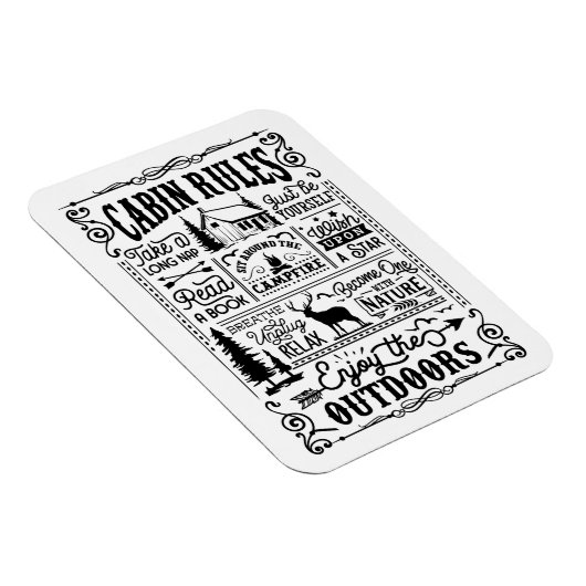 Cabin Rules Black en White Magneet (Rechterzijde)