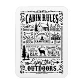 Cabin Rules Black en White Magneet (Verticaal)