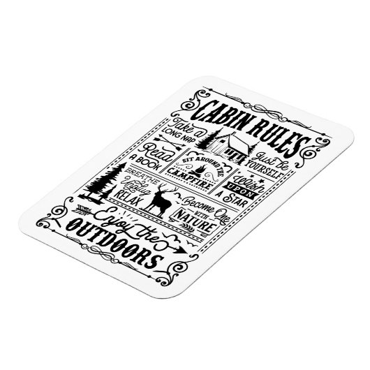 Cabin Rules Black en White Magneet (Linkerzijde)