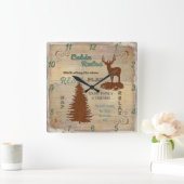 Cabin Rules Mountain of Lake Lodge Home Decor Vierkante Klok (Huis)