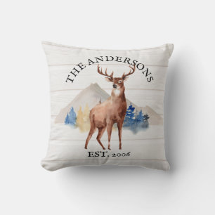 Cabin Rustic Deer White Wood - Gepersonaliseerd ge Kussen