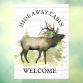 Cabin Rustic Elk wood Personalized Mountain STR Raamsticker (Vel 3)