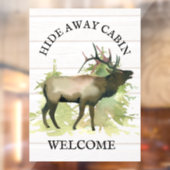 Cabin Rustic Elk wood Personalized Mountain STR Raamsticker (Vel 2)