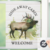 Cabin Rustic Elk wood Personalized Mountain STR Raamsticker (Huis)