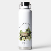 Cabin Rustic Elk wood Personalized Mountain Waterfles (Achterkant)