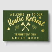 Cabin Rustic Retreat Gepersonaliseerde Naam Green  Gastenboek (Voorkant)