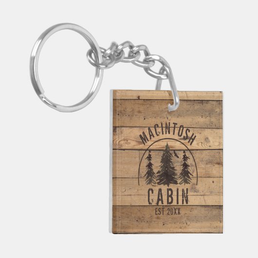 Cabin Rustic Wood Foto gepersonaliseerd Sleutelhanger (Voorkant Links)
