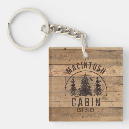 Cabin Rustic Wood Foto gepersonaliseerd Sleutelhanger (Voorkant)