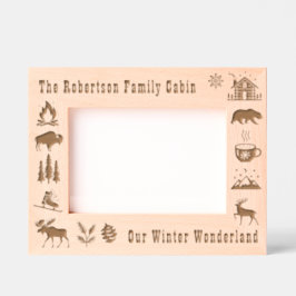 Cabin Rustiek Onze Winter Wonderland Custom Naam 5 Gegraveerde Lijstjes