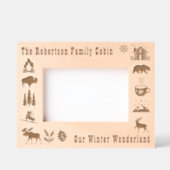 Cabin Rustiek Onze Winter Wonderland Custom Naam 6 Gegraveerde Lijstjes (Voorkant)