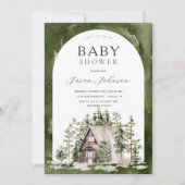 Cabin Theme Forest Woodland Green Baby shower Kaart (Voorkant)