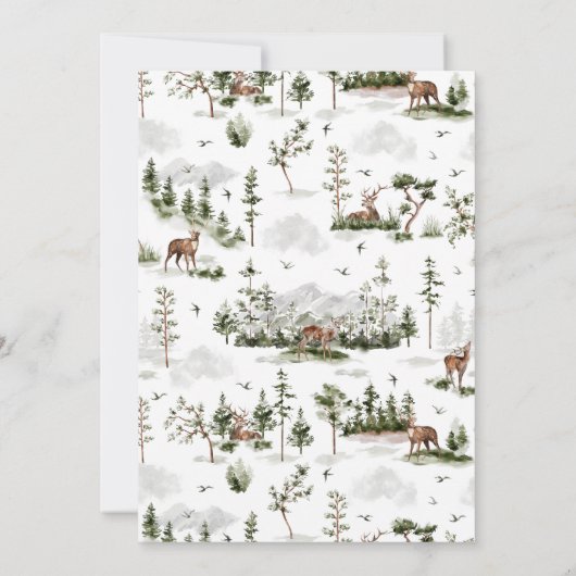 Cabin Theme Forest Woodland Green Baby shower Kaart (Achterkant)
