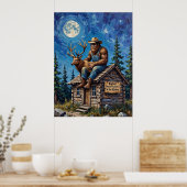 Cabin Top Confidant: Bigfoot en de Elk Poster (Keuken)