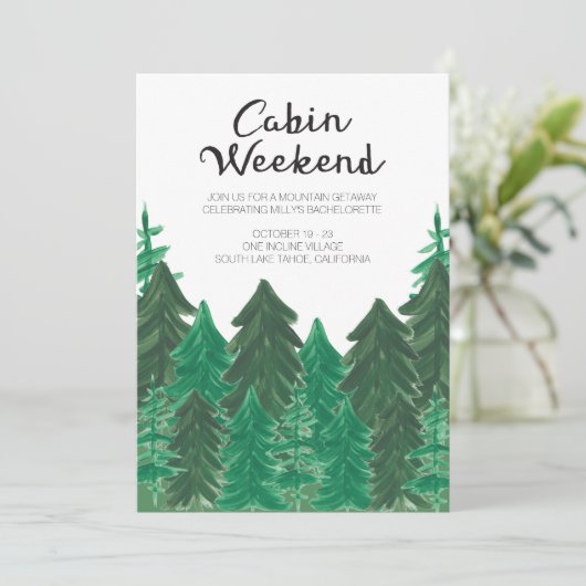 Cabin Weekend Invitation - Bachelorette Weekend Kaart (Staand voorkant)