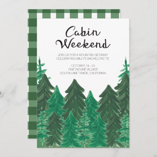 Cabin Weekend Invitation - Bachelorette Weekend Kaart (Voorkant / Achterkant)
