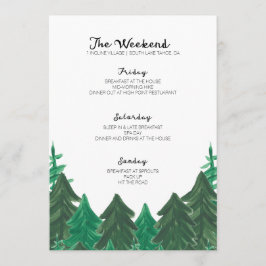Cabin Weekend Itinerary - Bachelorette Party Weeke Programmakaart