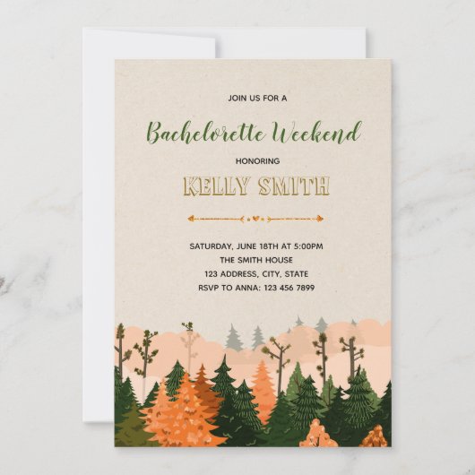 Cabin weekend vrijgezellenfeest uitnodiging (Voorkant)