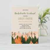 Cabin weekend vrijgezellenfeest uitnodiging (Staand voorkant)