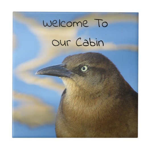 Cabin Welcome Blackbird Rustic Home Guest Tegeltje (Voorkant)
