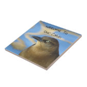 Cabin Welcome Blackbird Rustic Home Guest Tegeltje (Zijkant)