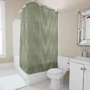 Cabincore Wobbly Gingham Kerstgroen Douchegordijn