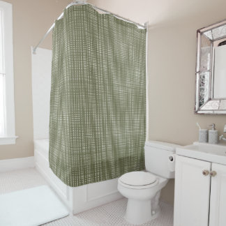 Cabincore Wobbly Gingham Kerstgroen Douchegordijn