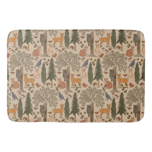 Cabincore Woodland Forest Animals Badmat (Voorkant)