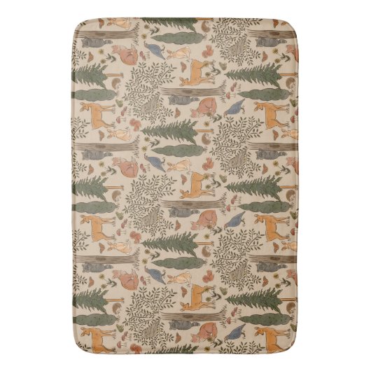 Cabincore Woodland Forest Animals Badmat (Voorkant Verticaal)