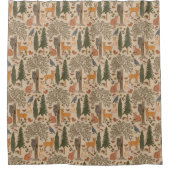Cabincore Woodland Forest Animals Douchegordijn (Voorkant)
