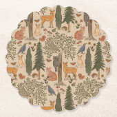 Cabincore Woodland Forest Animals Kartonnen Onderzetters (Voorkant)
