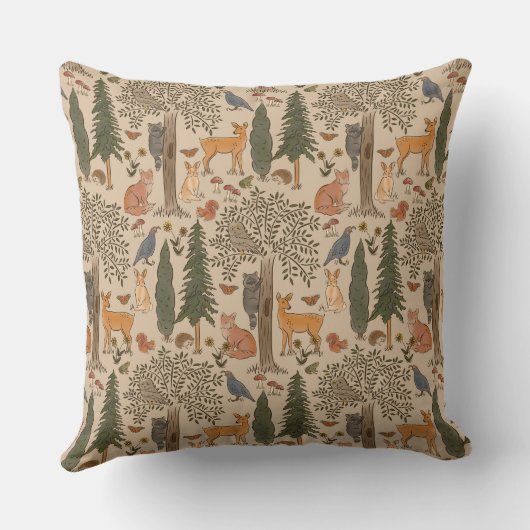 Cabincore Woodland Forest Animals Kussen (Achterkant)