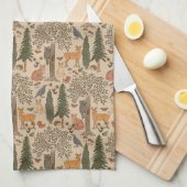 Cabincore Woodland Forest Animals Theedoek (Quarter Fold)