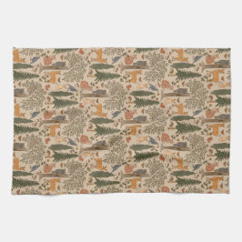 Cabincore Woodland Forest Animals Theedoek