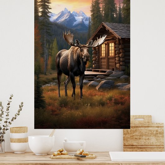 *~* Cabine AP49 MOOSE Stream Natuur Forest Poster (Keuken)