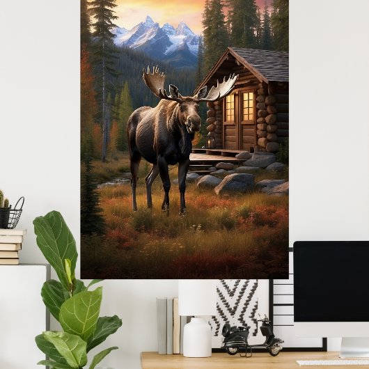 *~* Cabine AP49 MOOSE Stream Natuur Forest Poster (Thuiskantoor)